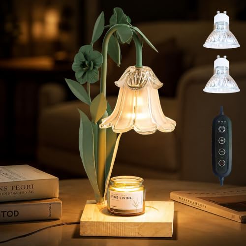 Flower Candle Warmer with Timer & Dimmer, Adjustable Height Wax Melt Warmer