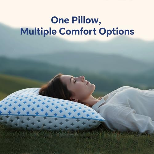 Queen Cooling Memory Foam Pillow Set of 2 - Adjustable Support, Hygienic Cover, LOVELYREST