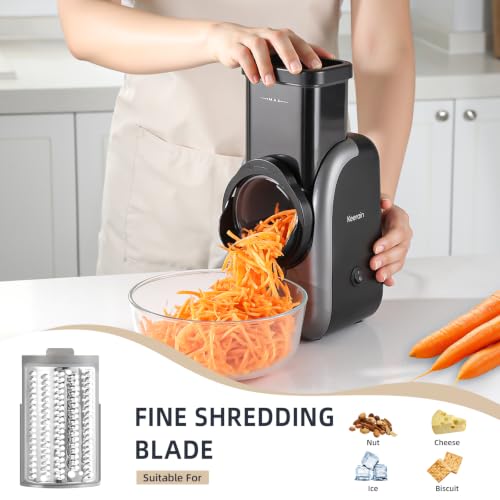Electric Vegetable Slicer and Cheese Grater - Multifunctional Rotary Cutter with 4 Stainless Steel Blades