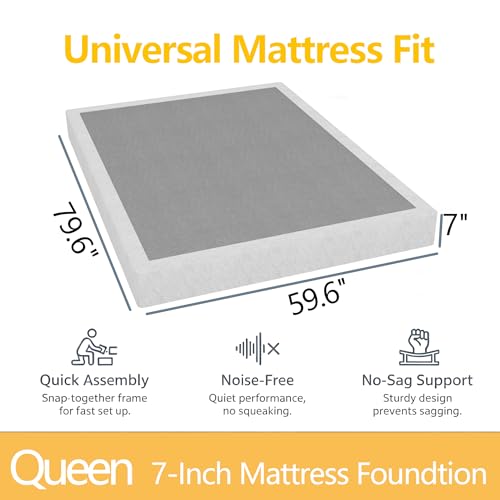 YORTHEN Queen Box Spring 7 Inch Heavy Duty Metal Foundation - Easy Assembly