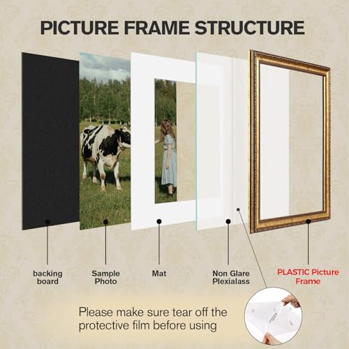 Antique Gold 16x20 Vintage Picture Frame with Mat - 2 Pack