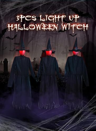 3PCS 5.6FT Halloween Decorations Outdoor Decor Witches Yard Holding
