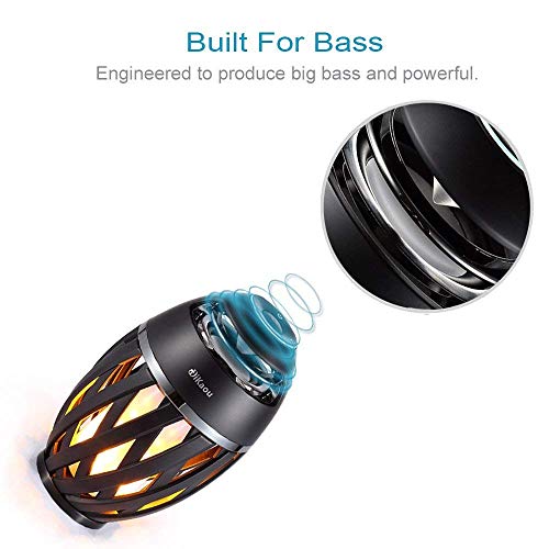 LED Flame Outdoor Table Lamp with Bluetooth Speaker, Rechargeable Ambience Lantern