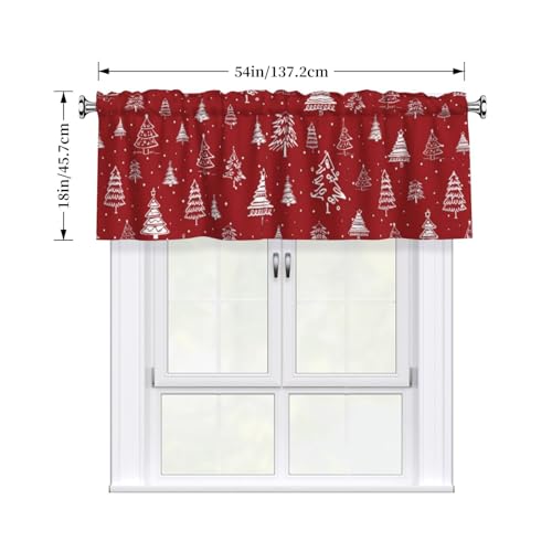 Miaoquhe Christmas Tree Snowflake Window Valance 54x18 Inches - Festive Farmhouse Holiday Curtain