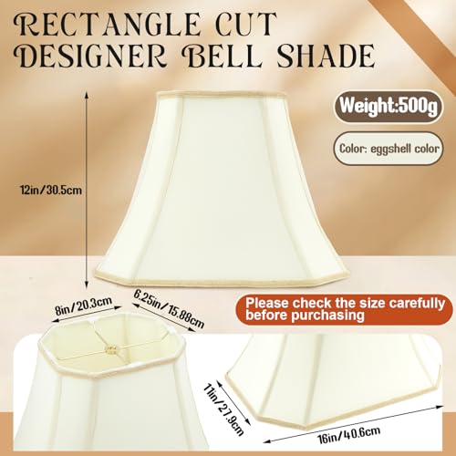 Set of 2 Bell Lamp Shades 6.25x8 Top 11x16 Bottom 12 High Eggshell