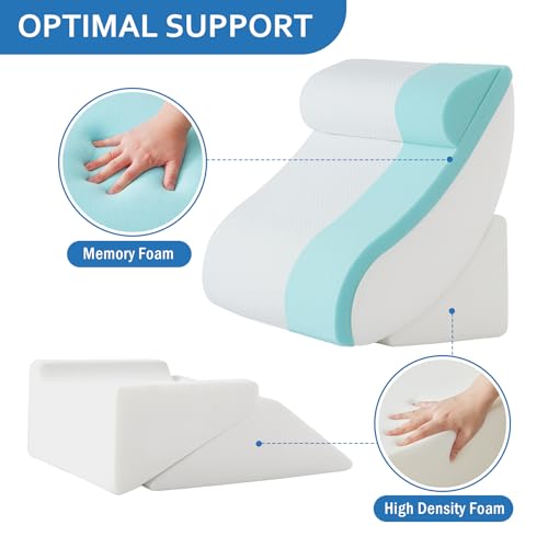 Ahpmeoa 5-Piece Memory Foam Wedge Pillow Set for Post-Surgery, Grey Plush