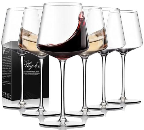 6 Pack Lead-Free Crystal Wine Glasses Set - 6-18oz Hand Blown Stemware