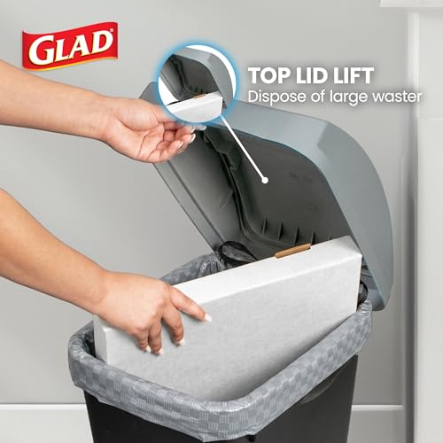 Glad Linkable Trash Cans 12 Gal with Odor Protection - 3 Pack, Black