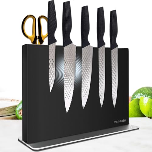 Pailexin 12-Inch Black Magnetic Knife Holder Stainless Steel Wall Mount