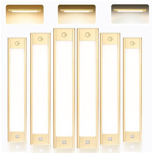 V4light Rechargeable Gold 9-inch Motion Sensor Cabinet Light - 6 Pack