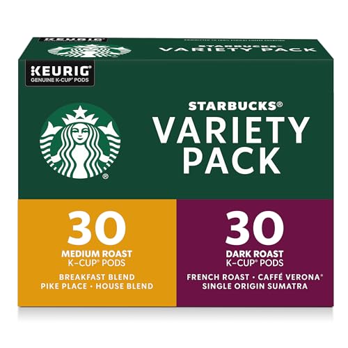 Starbucks K-Cup Coffee Pods Variety Pack - Medium & Dark Roast, 60 Count