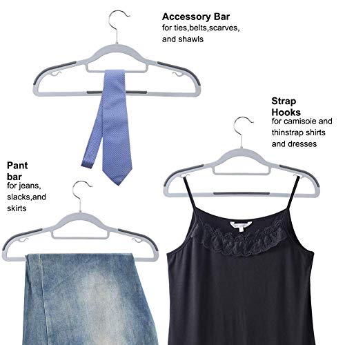 Gray Plastic Clothes Hangers 50 Pack Non-Slip Space-Saving Heavy Duty