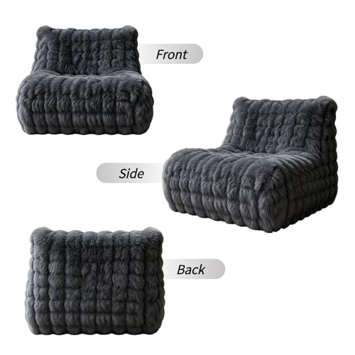 KKdema Faux Fur Memory Foam Lazy Bean Bag Sofa - Dark Grey