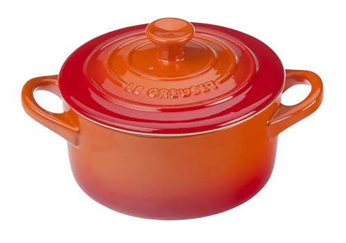 Le Creuset 4-Piece Mini Stoneware Cocotte Set, 8 oz. Flame Color