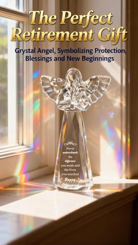 Retirement Gift for Woman Engraved Crystal Angel - Inspirational Keepsake, Present for Female Retirees
