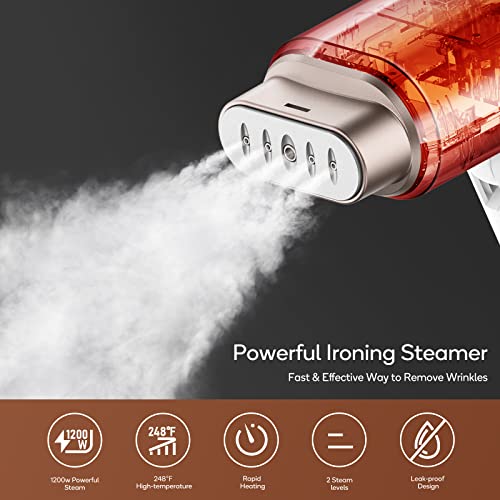 Portable Clothes Steamer with 2 Steam Levels - White-Gold