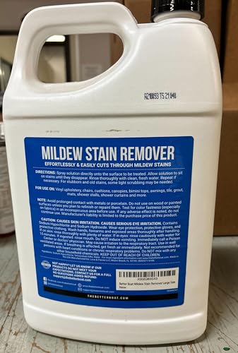 Mold and Mildew Stain Remover 1 Gallon - Removes Stains from Fabric, Vinyl, Tile & Grout - Marine Grade Formula - Variation of 128 Fl Oz Pack of 1