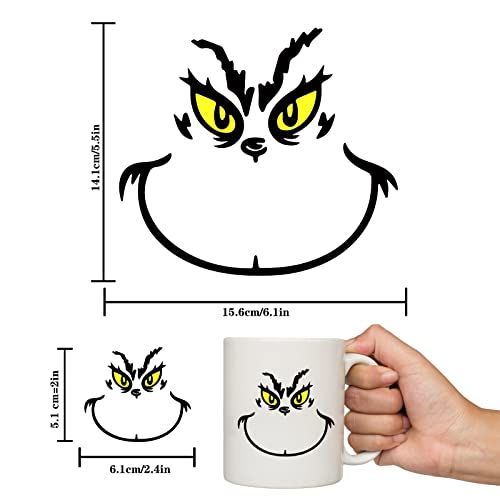 26 PCS Christmas Decorations Stickers, Yellow and Green Eyes Face Decals for Ornaments, Waterproof Vinyl Sticker for The Home, Christmas Balls, Party Supplies, Water Bottles ¡¦