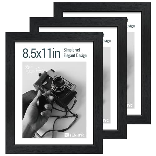 Black 8.5x11 Picture Frame 3 Pack - Wooden Photo Frame with Glass - Wall & Table Display - Variations of THIS listing