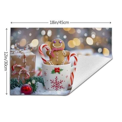 ModaQua Christmas Mug Gift Set Placemats — 6 Heat-Resistant PVC Table Mats (Variation: Placemat47)