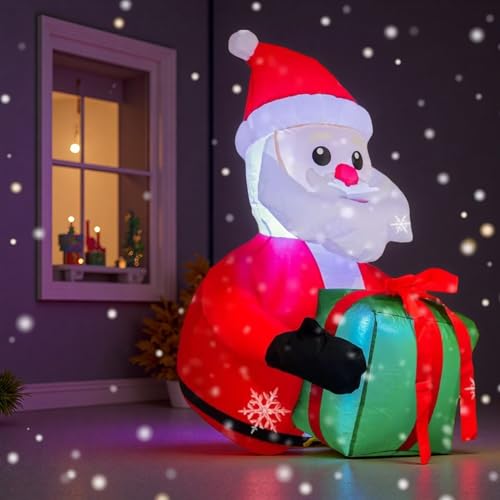 3.3FT Inflatable Santa Claus with Gift Bag Light-Up Holiday Decor for Christmas Indoor & Outdoor