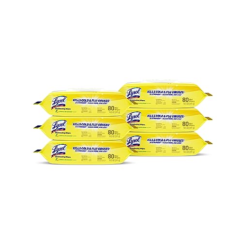 Lysol¢ç Disinfecting Wipes, Lemon And Lime Blossom, 7" x 8", 17.7 Oz, 80 Wipes Per Flat Pack, Carton Of 6 Flat Packs