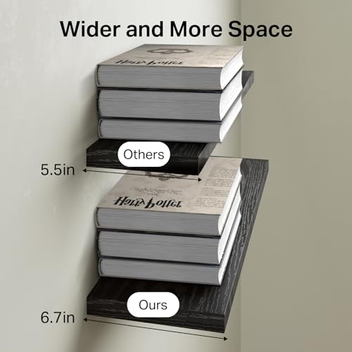 BAYKA Black Floating Shelves Set of 3 22.5in Wall Mount Storage & Decor