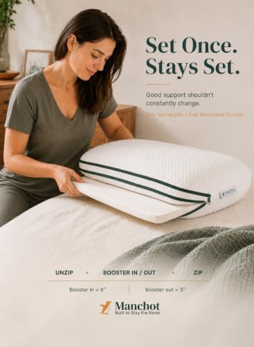 Adjustable Memory Foam Side Sleeper Pillow with Removable Booster - Queen