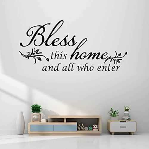 Room Decorations Wall Decals Quotes Stickers,Bless This Home and All Who Enter, Home Decors Inspirational Sticker for Entryway Living Room D?cor Art Letters