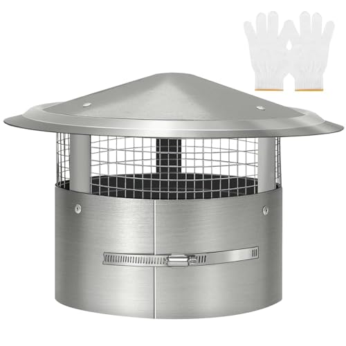 14 Inch Round Stainless Steel Chimney Cap with Tapered Top & Fastening Device - Variation of 14 in