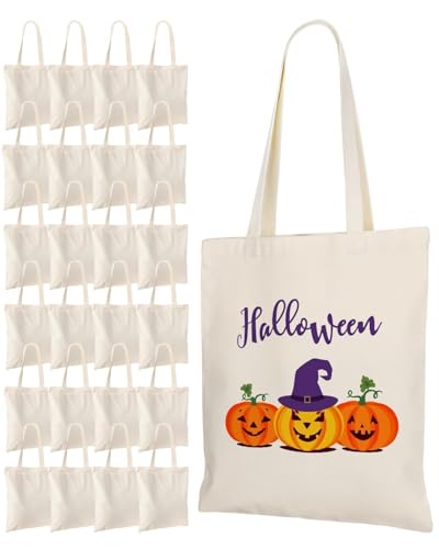 Bulk Canvas Tote Bags 14x15 Inches Natural Color 24 Pack - Heavy Duty, Reusable, Customizable