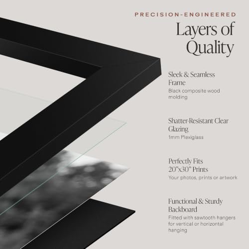 Americanflat 20x30 Black Poster Frame - Engineered Wood Wall Art Frame