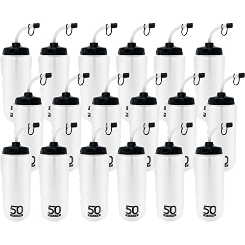 50 Strong 1L Sports Water Bottles - 18 Pack, BPA-Free, Durable Hydration