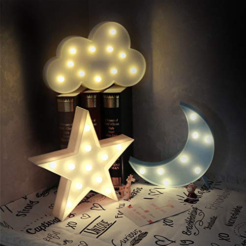Novelty Place Star Marquee Sign Lights, Warm White LED Lamp - Living Room, Bedroom Table & Wall Christmas Decoration for Kids & Adults - Battery Powered 10 Inches High