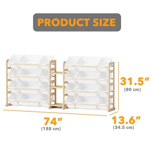 SpaceAid 74W Large Toy Storage Organizer with 24 Bins & 3 Shelves, White Kids Bookcase