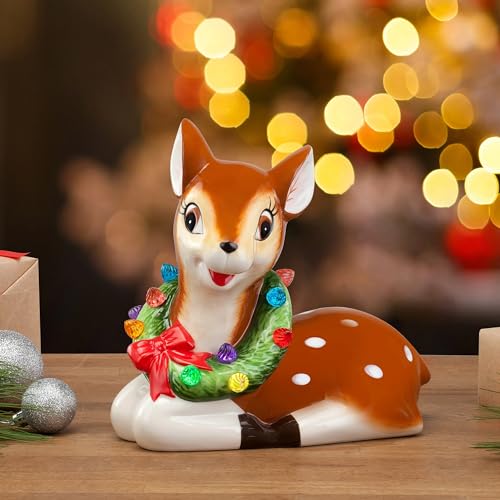 Mr. Christmas 9in Nostalgic Ceramic Lit Reindeer – Brown