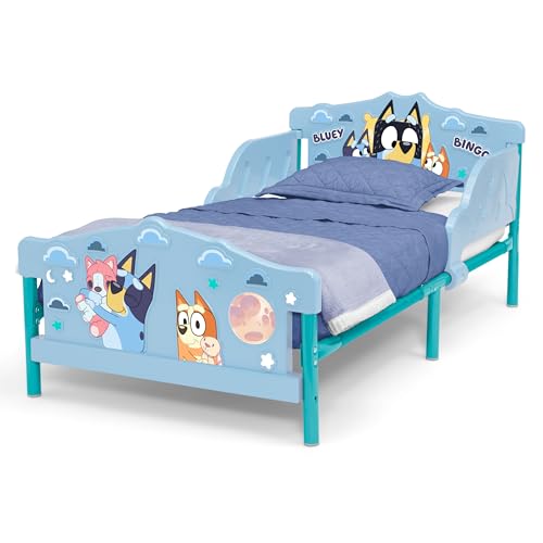 Bluey 3D Toddler Bed - Blue with Guardrails, For Kids 15 Months+ - Delta Children