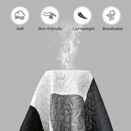 Tyrot Black Grey Patchwork Quilt Set Full/Queen Size Bedding with Pillow Shams
