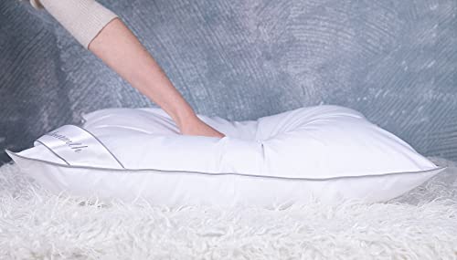 Eastwarmth Set of 2 Cooling Goose Feather Down Pillows - Standard 20x26in, White Gussted Cover, Back & Side Sleepers