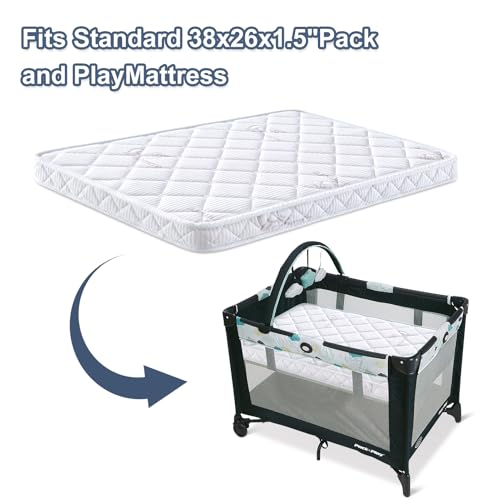 Pack and Play Mattress - 38" x 26"- Premium Knitted Fabric Safety