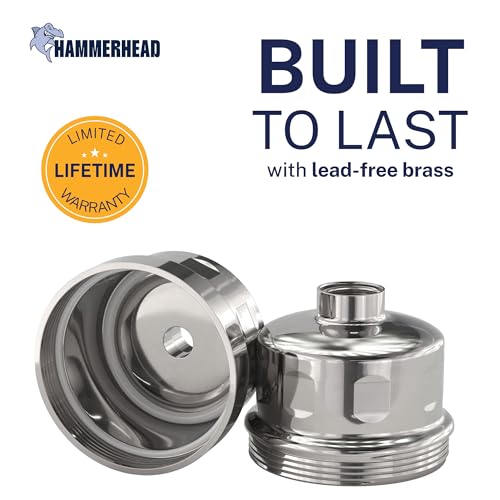 Hammerhead Metal Shower Head Filter - Chrome Removes Chlorine & Chemicals