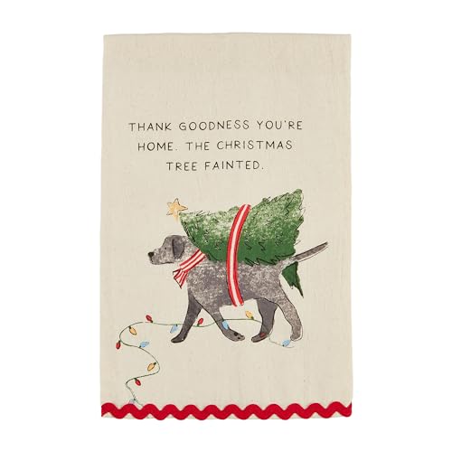 Mud Pie Pet Towel 26x16.5 Inches - Goodness Dog Ric-Rac Hand Towel