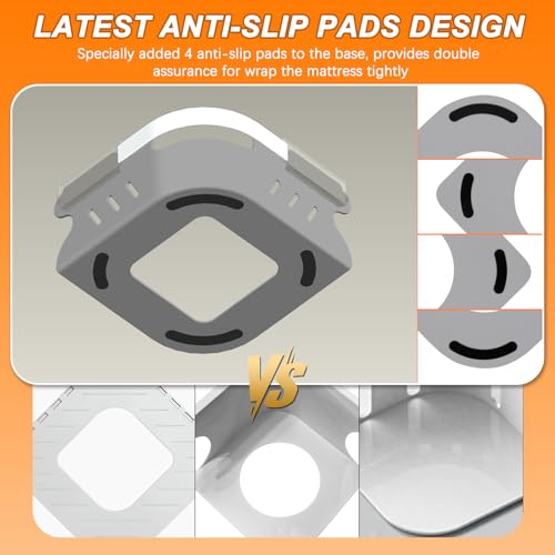 Gray Bed Sheet Holders for Corners - Heavy Duty Fitted Sheet Straps with Lock & Anti-Slip Pads (Set of 4)
