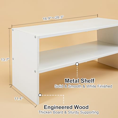 2 Pack White Adjustable Shoe Racks - 2-Tier Expandable Closet Shoe Organizers