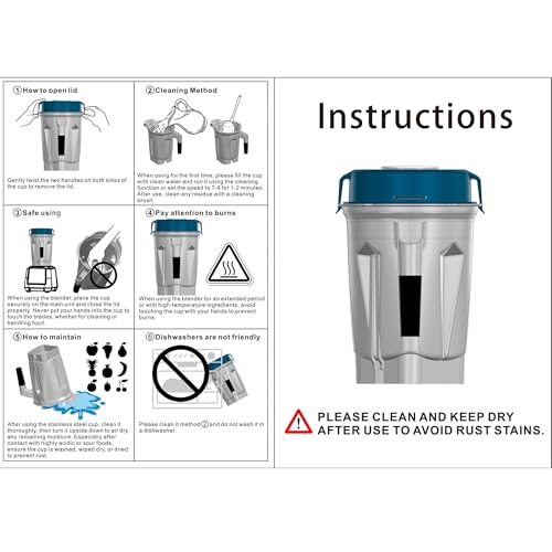 64oz Stainless Steel Blender Pitcher for Vitamix - Compatible with 5200 5000 6300 VM0103 VM0197 E310 A2500 Explorian Series - Variation of THIS listing
