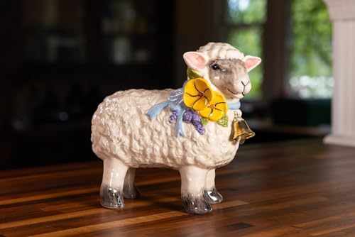 Blue Sky Lamb Figurine - 8 inch Multicolor Spring Tabletop Decor