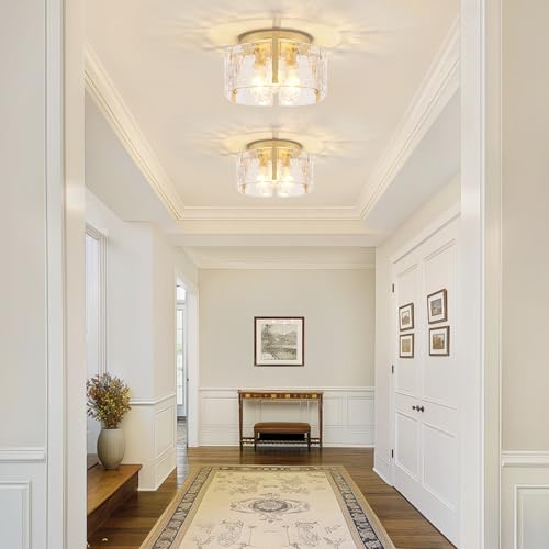 LZLDCJ Gold 15-inch 3-Light Semi Flush Mount Ceiling Light - Modern Design