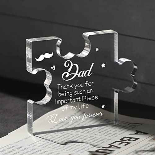 Funnli Dad Birthday Gifts Acrylic Puzzle Plaque, Gifts for Dad from Daughter, Birthday Gifts for Dad Desk Decorations, Christmas Valentines Day Wedding Card Gifts for Dad