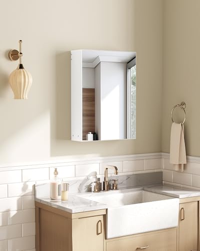 White Wall-Mounted Bathroom Medicine Cabinet with Mirror & Adjustable Shelves - 17.7''L x 23.6''H