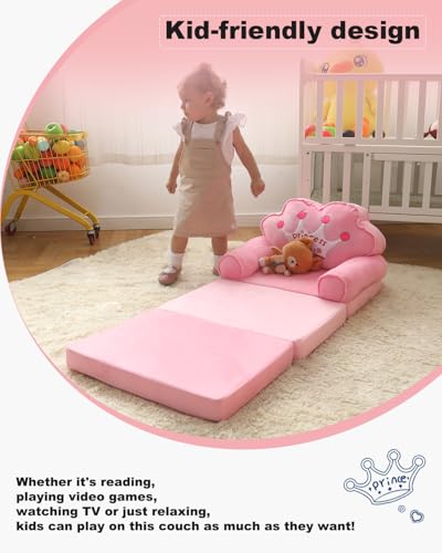 Kids Foldable Couch - Princess Chair for Toddlers, Pink, Model: Sofa